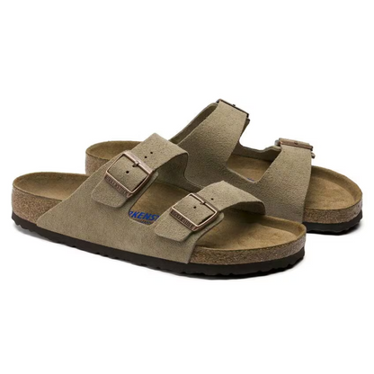 Birkenstock Arizona Taupe Suede Sandals – Two-Strap Leather Comfort Sandals
