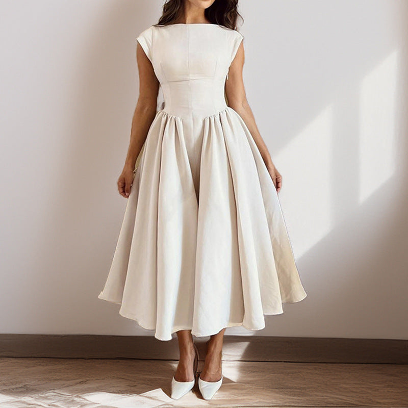 Clara | Structured Cap Sleeve Midi Dress